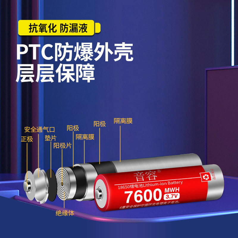 金正 3.7V锂电池18650大容量唱戏看戏机视频扩音器音箱电池组可-图2