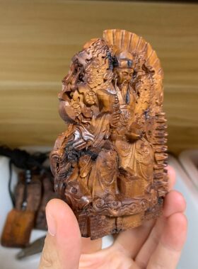 道家摆件雷击枣木雷焦文昌帝君摆件双面精雕金榜题名高考中考木雕