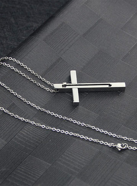 防身十字架项链创意藏着针的吊坠按压伸缩卡针防狼自卫神器网红
