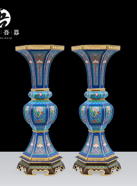 吾堂吾器珐琅彩佛堂铜五供摆件