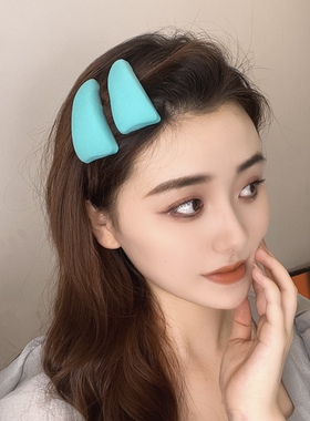 韩版新款冰丝糖果色水滴BB夹海绵刘海夹网红少女彩色边夹皮碎发夹