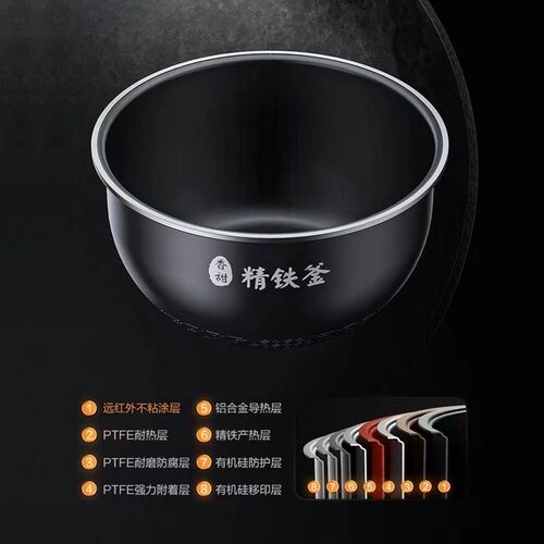 适用美的电饭煲原装内胆MB-HF40C1/C3/C5/C6/C8/C9-FS精铁釜内锅 - 图1