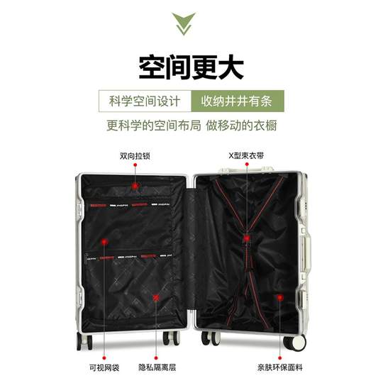 Maleta nueva de 20 pulgadas con ruedas universales para estudiantes, Maleta masculina de gran capacidad con caja de contraseña, marco de aluminio, Maleta de cuero 2024