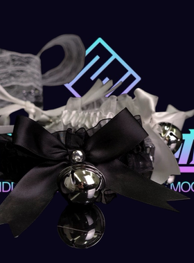 月下隐迹铃铛会响哦 黑色蕾丝蝴蝶结项圈女小众设计感颈带锁骨链