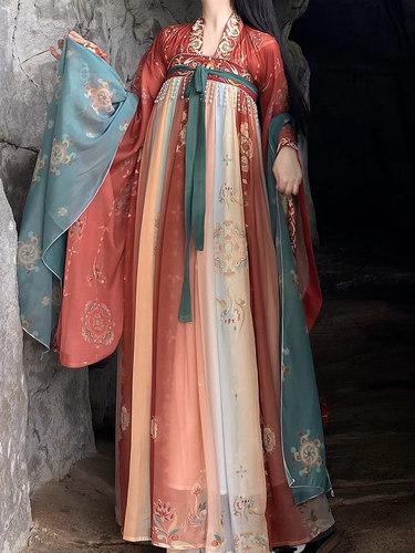 大码汉服女200斤胖mm唐制齐胸大袖春秋薄款学生日常超仙显瘦夏季 - 图1