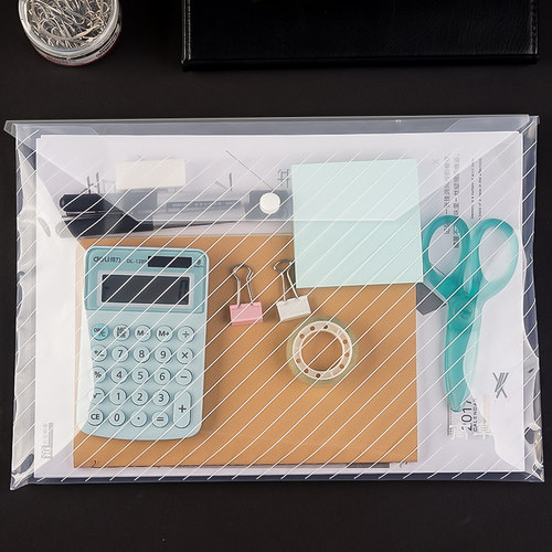 大容量A4透明文件袋档案加厚按扣试卷收纳袋塑料资料袋子办公专用防水文件包夹小学生考试文具用品LOGO分类K1-图2