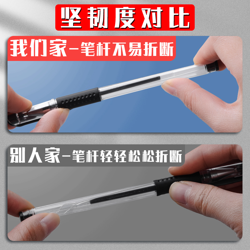 100支中性笔0.5mm子弹头笔芯考试刷题专用笔办公水性笔签字笔黑色碳素圆珠笔红笔大容量黑笔学生水笔文具用品