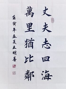 丈夫志四海万里犹比邻书法作品手写楷书真迹田楷书法定制代写订制