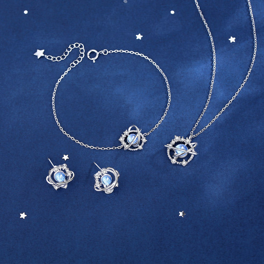 Planet sterling silver necklace women's clavicle chain Chinese Valentine's Day gift