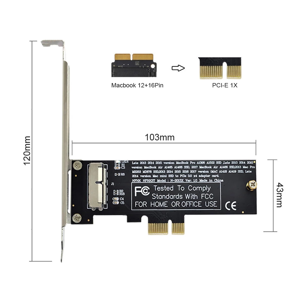 苹果固态AIR PRO SSD硬盘转PCI-E 1X转接卡A1465A1466A1398A1502-图2