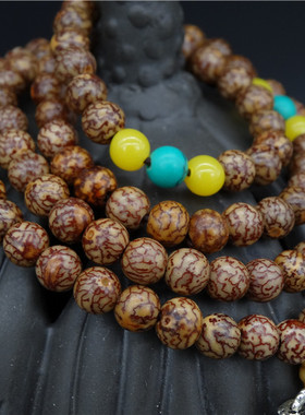 天然银线金线菩提子6mm 手链 8mm小银线菩提 手串108佛珠手串念珠