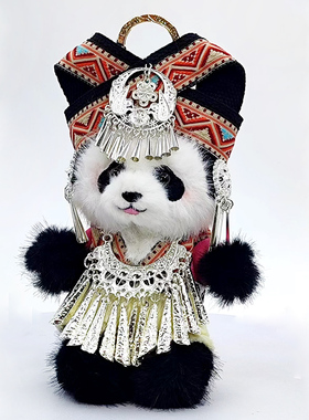 Janepanda骨架熊猫毛绒包挂件