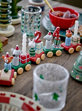 丹麦代购 Bloomingville木质小火车生日礼物装饰摆件数字烛台儿童