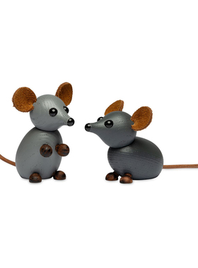 芬兰代购Spring Copenhagen灰色小老鼠木质雕塑桌面摆件玄关装饰