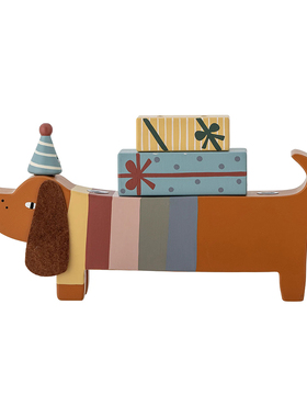 丹麦代购 Bloomingville腊肠狗生日装饰木质礼物摆件生日烛台儿童