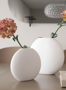 瑞典代购Cooee Design 北欧哑光扁平椭圆形Pastille陶瓷花瓶花器