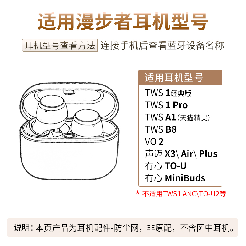 适用漫步者TWS1 Pro耳机口防尘网X3喇叭隔音网过滤网MiniBuds配件 - 图1