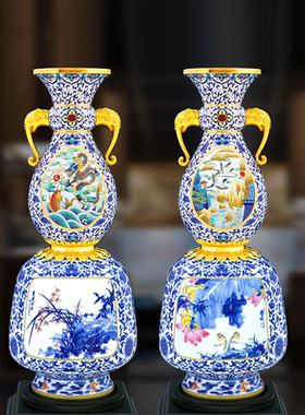 张同禄景泰蓝青花瓷基业长青传承尊官方正品会员特价收藏礼物摆件
