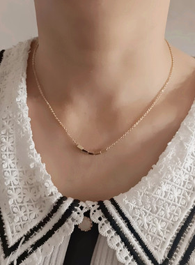 简约夏款项链女日韩清新气质新小众镀金方块高级感时尚大气锁骨链