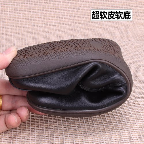夏季真皮懒人鞋男软皮软底休闲英伦男士鞋单层牛皮平底豆豆皮鞋男 - 图2