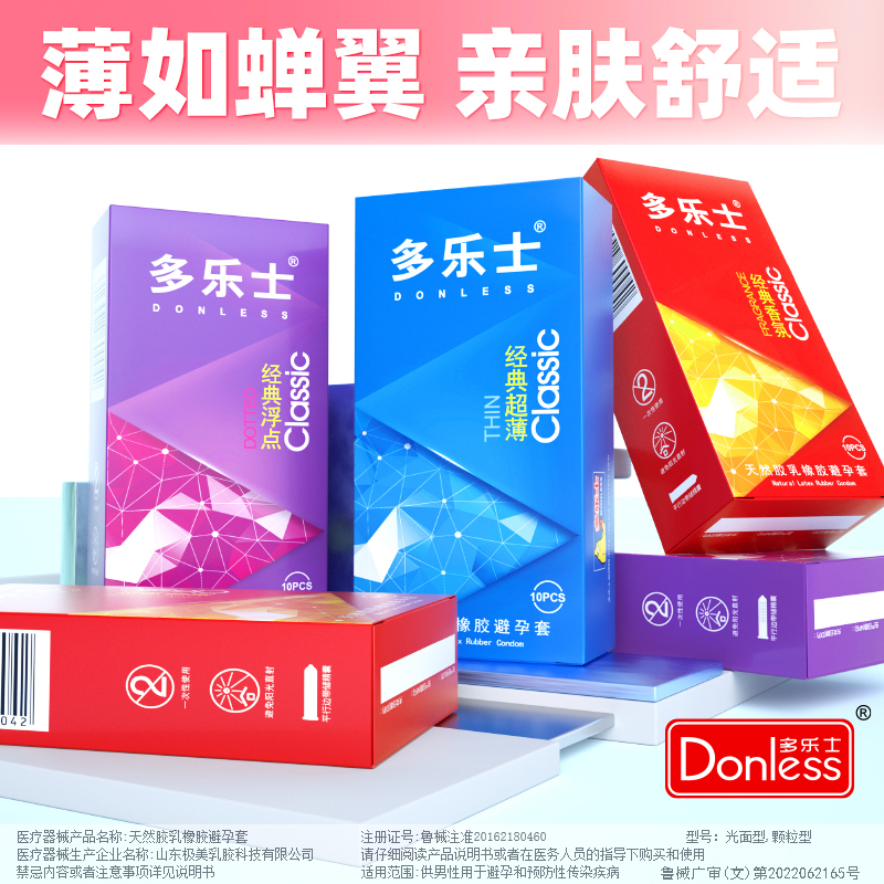 Donless多乐士超薄避孕套水多男用颗粒情趣安全套套玻尿酸003包邮 - 图3