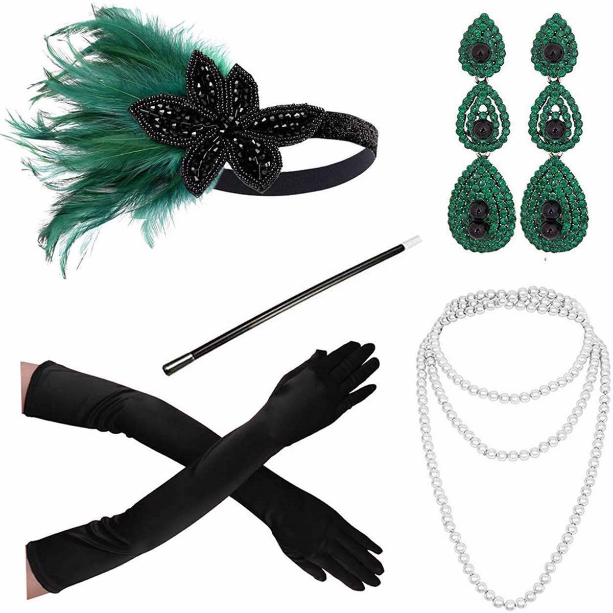 5Pcs 1920S Headband The Great Gatsby Cosplay Accessories Set-图0