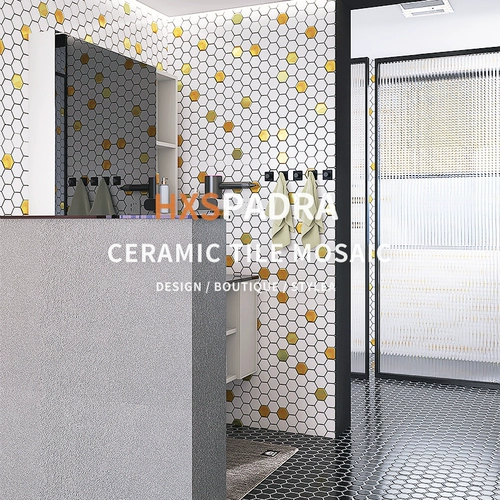 HXSPADRA Nordic Hexagonal Ceramic Mosaic Gold Фарфор