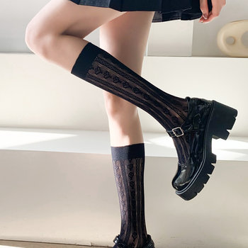 ຖົງຕີນຂອງແມ່ຍິງ calf socks ສີດໍາ stockings ແມ່ຍິງບາງ summer jk ຂະຫນາດກາງ socks ສີດໍາພາກຮຽນ spring ແລະດູໃບໄມ້ລົ່ນ slim ຂາຍາວຫົວເຂົ່າ socks