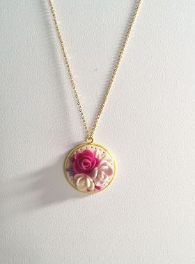 纯手工软陶项链-18k包金防掉色-古色古香花束项链