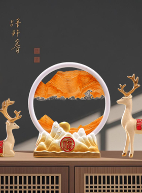 招财鹿流沙画摆件家居客厅