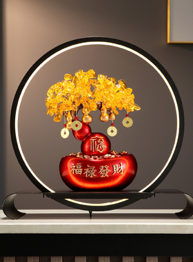 新中式玄关电视柜福禄发财摆件