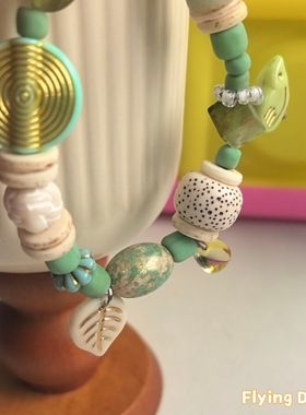 青草绿 手链 珠子手环 设计风 可定制 flying design