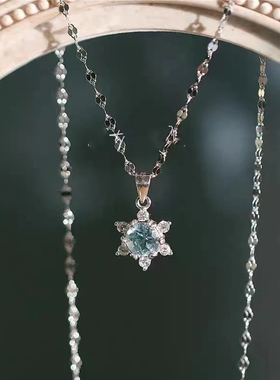 幸运六芒星项链女蓝色雪花ins小众设计韩日系锁骨链小香风送女友