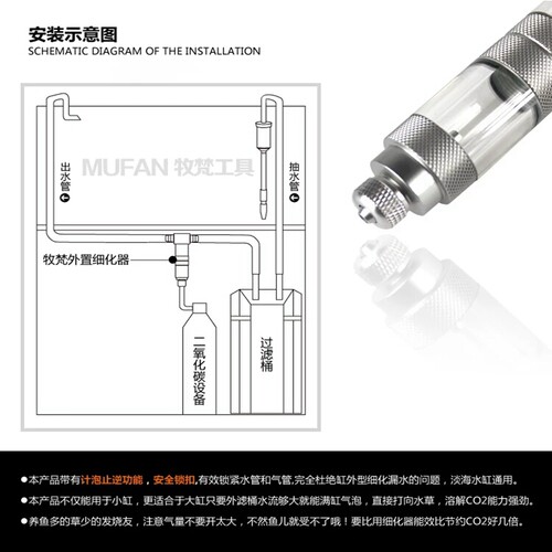 牧梵二氧化碳细化器co2细化器缸外置细化器扩散器扩散桶雾化器 - 图2