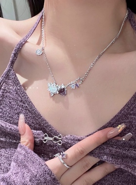 设计感欧泊紫水晶小众项链耳环