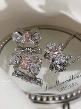 记忆甜美蝴蝶结奥地利水晶镀银