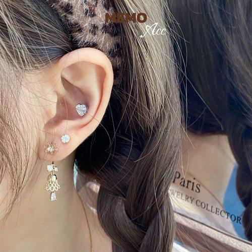 【MEMO】星语铃铛 咖啡金圣诞系列铃铛马蹄环耳骨钉DS154 - 图3