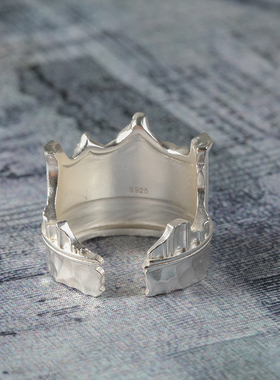 残缺古典石柱建筑银戒