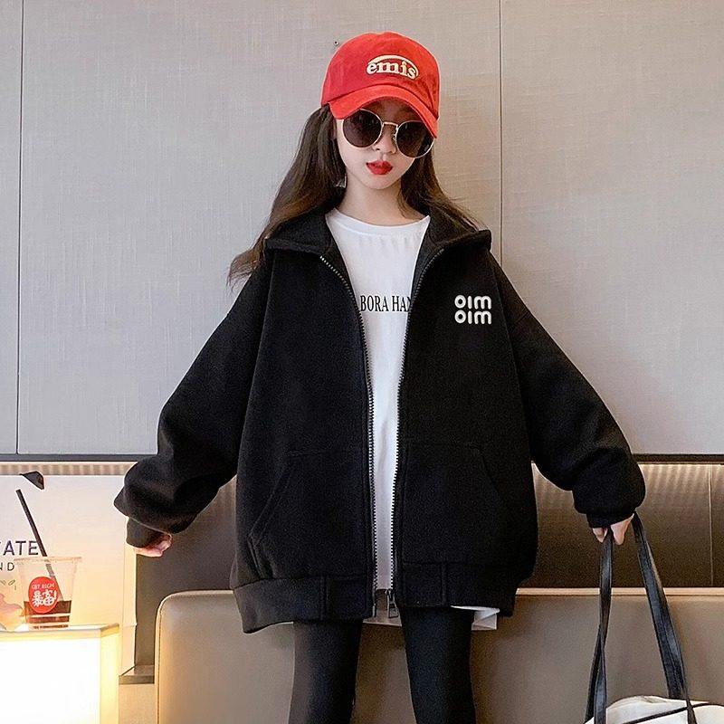 女童外套秋冬季韩版女孩时髦洋气连帽卫衣中大童加绒加厚百搭夹克,淘宝优惠券,粉丝福利购,淘宝优惠卷