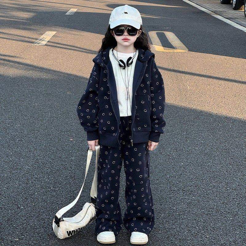 女童春秋款套装2025秋装洋气时髦儿童韩系大童外套阔腿裤两件套潮,淘宝优惠券,粉丝福利购,淘宝优惠卷