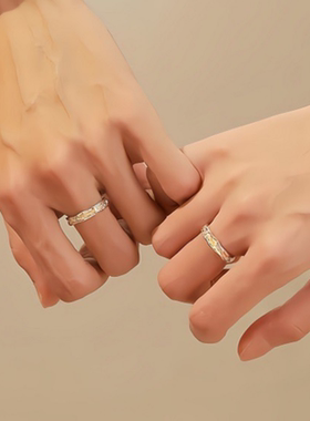 纯银剑与玫瑰花戒指情侣食指环