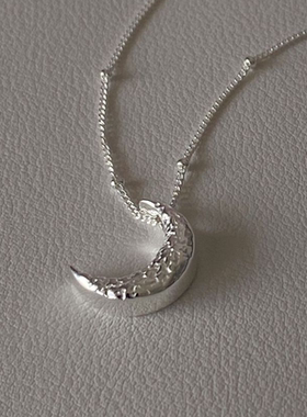 925纯银月亮月牙项链女生锁骨链