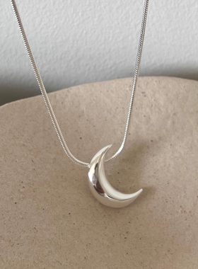 925纯银月牙月亮项链男女蛇骨链