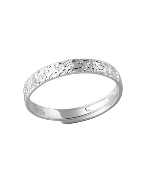 纯银碎碎冰龙鳞素圈戒指情侣对戒