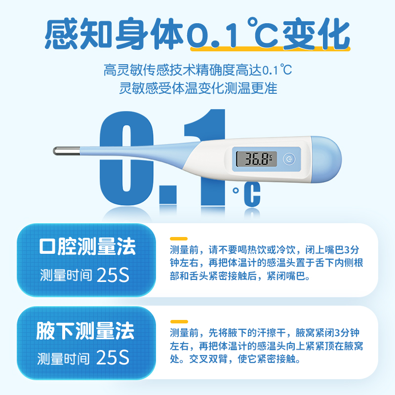 可孚医用快速电子体温计腋下温度计家用测人体温精准儿童专用探热 - 图2