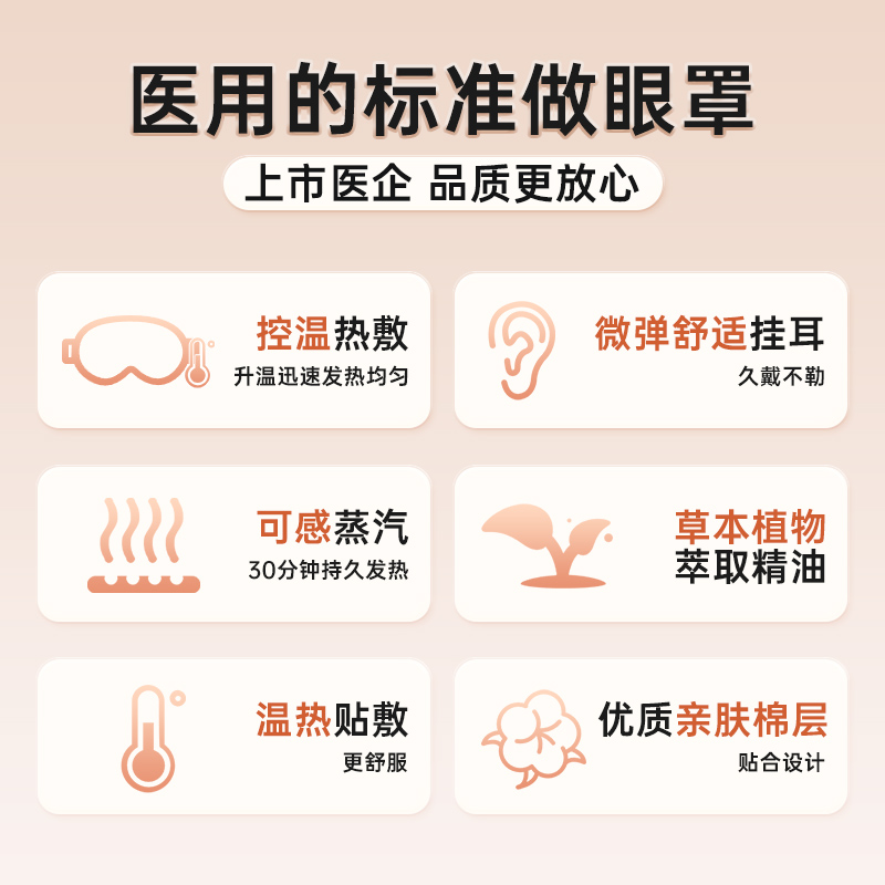 【天猫u先】可孚蒸汽眼罩缓解眼疲劳睡眠遮光护眼罩热敷发热10片 - 图0