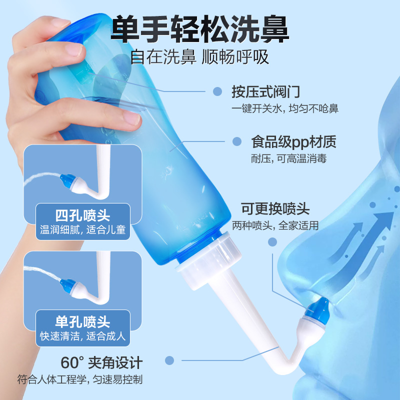 可孚洗鼻器家用鼻腔冲洗儿童大人鼻炎过敏生理性海盐水喷雾剂手动-图0