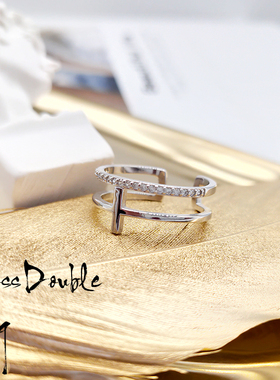 十字架双层镶钻可调节日韩版首饰