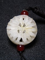 Nearly modern and field white jade seed stock round carved hollowed bamboo leaves bamboo joint round fragrant sacks big hang pendant