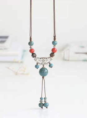 复古国风手作百搭毛衣链陶瓷